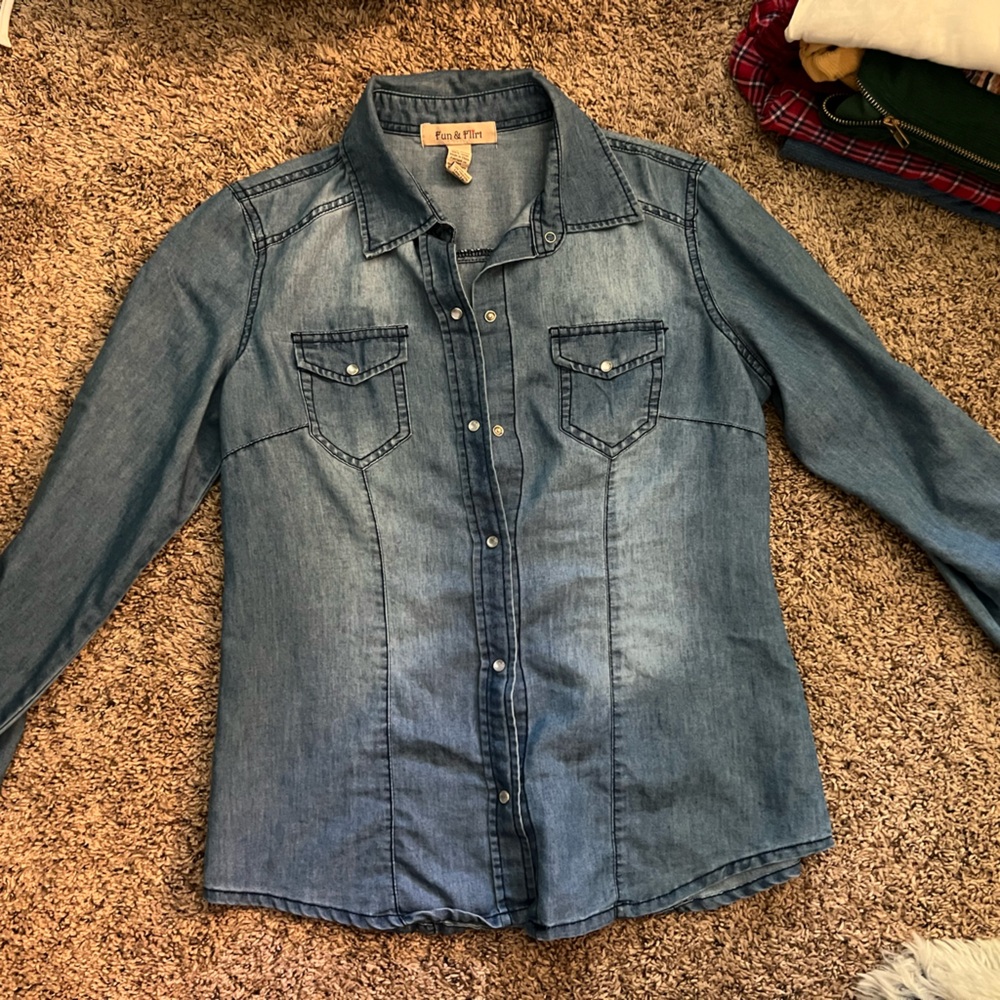 Faded Glory Light Blue Denim Shirt